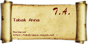 Tabak Anna névjegykártya